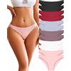 FINETOO 12 Pack Cotton Underwear for Women Cute Low Rise Bikini Panties High Cut Breathable Sexy Hipster Womens Cheeky S-XL