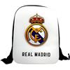 JYC CREATIVE Zaino Real Madrid Modello 2 - Zainetto Sportivo Taglia Unica per Ragazzi e Bambini, Ideale per Scuola, Allenamento e Tempo Libero, Regalo Tifosi Madrid Calcio, Bianco