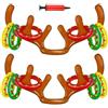 Voarge 2 pezzi Legno di renna gonfiabili Set di lancio di anelli di legno, con 12 anelli e 1 pompa ad aria Giochi di Natale per bambini