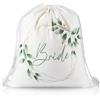 Weewooday 37 x 46 cm Zaino di Bride o Bride Tribe Borse con Coulisse per Sposa o Damigella d'Onore Zaino in Tela con Coulisse Sacca da Palestra per Matrimonio Addio al Celibato (Verde, Bride)