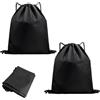 Dhisperares Confezione da 2 tasche con coulisse, borsa sportiva pieghevole con coulisse, sacca sportiva nera con cordoncino, sacca da palestra, borsa da palestra, zaino impermeabile, per nuoto, campeggio, sport
