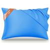 FOTIKOO Federa Seta Cuscino (50x75 cm | 1PC), 16 mamme, 100% seta,Con cerniera nascosta, Protezione Capelli e Pelle (Blu)