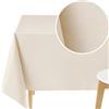 KP HOME Tovaglia Plastificata Quadrata 140 x 140 cm Impermeabile e Facile da Pulire - Tovaglia PVC in Tela Cerata Moderna para 4 Posti, Color crema e beige para Interno ed Esterno