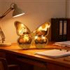 Drawelry Lampada 3D in legno intagliato a forma di animale, luce notturna creativa a forma di farfalla e uccellino, luce notturna a LED intagliata, da giardino, cortile, animali in legno, ornamenti da