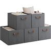 WOLTU Set di 5 Scatole Portaoggetti Pieghevoli, Scatole Portaoggetti Pieghevoli in Tessuto con Manici, per Vestiti e Giocattoli, Grigio, 47x35x30 cm