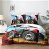 Yzehomijia Set Copripiumino Trattore 140×200 cm,Biancheria da Letto per Bambini e Ragazzi,Copripiumino con Motivo Trattore 3D e Federa 2 Pezzo 65×65 cm (T3×140)