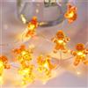 Meleager Catena di luci di Omino di pan di zenzero, decorazioni natalizie a LED da 2 m 20, Catena luminosa per feste di Natale