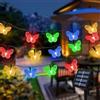 Fohil Catena Luminosa Solare, 5M 20 LED Farfalla Luci Solari Esterno 8 Modalità IP65 Impermeabile Multicolore Luci Solari da Giardino Farfalle per Esterno Interno Giardino Festa Natale Halloween Decorazione