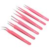 H&W 6Pcs Set Di Pinzette Di Precisione,Kit Di Pinzette Antistatiche in Acciaio Inox,Pinzette ESD per Elettronica,Sodlering,Gioielli,Artigianato, Lavoro Di Laboratorio,Fai Da Te(Rosa)