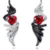 URONE Orecchini pendenti a forma di angelo diavolo, in argento Sterling, a forma di ali d'angelo, regalo di compleanno per donne, 0.41*1.17 inches, Argento sterling, Zircone