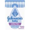 Johnson's Baby Cotton Fioc 100 Pezzi, Cotton fioc neonato e adulto morbidi e delicati, Bastoncini in carta e cotone ipoallergenici per la pulizia orecchie e contorno occhi e per il trucco