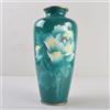 Vaso di fiori cloisonne verde con disegno floreale con scatola Giappone
