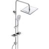 JOHO Colonna Doccia idromassaggio Senza Miscelatore Termostatica, Sistema Set Doccia a Pioggia in Acciaio Inox con Doccetta e Mensola(Soffione Doccia 20 * 20 Quadrato)