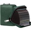 Goopai RFID 20 slot per carte di credito porta carte di credito in vera pelle fisarmonica porta carte piccolo portafoglio per donne o uomini con cerniera, Verde, S, Classico