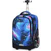 ANSIEDIO Zaino Trolley Scuola con Ruote per Ragazzi e Ragazze, Borsa Elementare (Cielo Stellato Blu)