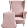 CHNSHOME Copripoltrona con orecchie elasticizzato 1 posto copripoltrona 2 pezzi elasticizzato Fodere per poltrone a orecchioni Copripoltrona Rosa