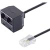 1aTTack.de 1x 0,1 m - Spina Western 8/4 a 2 prese Western 8/4 Spina RJ45 a 2 prese RJ45 100 Ohm