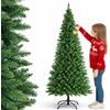 BAKAJI Albero di Natale Slim Molto Folto Ecologico e Ignifugo con Base a Croce in Ferro Pieghevole, Decorazione Natalizia Salvaspazio Foltissima con Rami Realistici (Verde Pino dei Sogni, 120 cm)