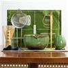 TOJUNE Matcha Kit 7 Piezas, Ciotola Matcha con Beccuccio, Frusta al Matcha, Supporto per Frusta, Cucchiaino, Asciugamano per Tè, Filtro, Matcha Set Perfetto per Macha (Verde Screziato)