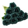 IUKnot Bouquet di rose artificiali, 10 pezzi, fiori aperti, steli di rose finte, per composizioni nuziali, bouquet da sposa, centrotavola, fiori in finta seta (verde smeraldo)