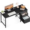 Coleshome Scrivania con 3 Cassetti in Tessuto, 120x48cm Scrivania Salvaspazio con Portacuffie, Scrivania Computer Reversibile per Piccolo Ufficio in Casa, Nero