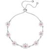 HEEYA Braccialetto in argento da donna, regolabile, con cristalli a scorrimento, bianco/rosa/blu/verde/giallo, gioielli regalo per sua mamma, pietra