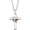 Engelsrufer Collana da donna in argento sterling con ciondolo a forma di croce e ali a forma di cuore, bicolore regolabile, lunghezza 44 cm, Länge 40 + 4 cm, Argento sterling, Nessuna pietra preziosa