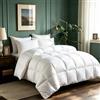 Serta Piumone in fibra di piuma d'oca, 100% cotone, per hotel, ipoallergenico, per tutte le stagioni, calore medio, 228,6 x 228,6 cm, bianco