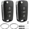 JJCHQ 2 Pezzi Guscio Chiave Compatibile con Hyundai ix35 ix20 i30 i20 i10 e Kia Sportage Soul Ceed Rio Picanto Venga 3 Tasti Telecomando Custodia Ricambio Auto Chiave Cover con Portachiavi Accessori