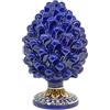Sicilia Bedda - Pigna Siciliana con Piede Decorato - Modello Maioliche - Ceramica di Caltagirone (Altezza 22 x 13, Blu)