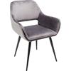 Kare Design San Francisco Sedia Con Braccioli, Grigio, Velluto, Altezza Piano Seduta 46Cm, 82X60X61 Cm, Sala Da Pranzo, Salotto, Ufficio Smart Working, Tavolo Grande