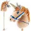 Bieco Cavallo a Spina Unicorno Magic | Cavallo Cavalcabile per Bambini | Hobby Horse Realistico Testa di Cavallo con Bastone Giochi Bambini 1 Anno Femmina Regalo 1 Anno Cavallino interattivo Bambina