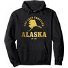 We Love Alaska - The Last Frontier Alaska The Last Frontier State Map EST. 1959 Annata Felpa con Cappuccio, Unisex per Adulti, Nero, XXL