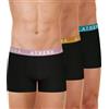 Athena - Set di 3 Boxer da Uomo Easy Color - Boxer in Cotone Elasticizzato Traspirante - Etichetta Oeko-Tex Standard 100 - vestibilità ergonomica - Comfort e Mantenimento Superiori, Nero/Lagone