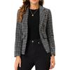 Allegra K Elegante Plaid manica lunga risvolto aperto davanti tweed Blazer cappotto da donna, nero, Small