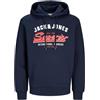 JACK & JONES Jack&Jones JJELOGO Felpa con Cappuccio 2 col 24/25 Noos, Sky Captain, L