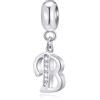 CRISNATA Initial B ciondolo Charm, lettera B Charms Fit Pandora braccialetto di compleanno, 925 Argento Sterling Ciondolo CZ Birthstone Alfabeto Beads, regalo per i migliori amici/fidanzato/bambino