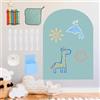 EUNEWR Lavagna magnetica per bambini, autoadesiva, a forma di arco, 80 x 100 cm, con 6 gessetti solubili in acqua e 1 panno per la pulizia (azzurro)