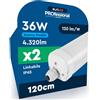 Eurocali 2 Plafoniere LED Impermeabili 36W 120CM 4320 Lumen Waterproof IP65 - Luce Fredda 6500K - Tubo Plafoniera Lineare da Soffitto per Box Garage Magazzino e Ufficio con Alta Luminosità 120 lm/W