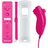 QUMOX Telecomando Wii, 2 in 1 Motion Plus Integrato Remote di Gioco Controller con Custodia in Silicone e Cinturino da Polso per N. Wii e Wii U Rosa