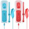 Leikurvo Confezione da 2 controller per Wii Remote, telecomando per Wii con Nunchuk per Wii Remote più controller sostitutivo Jostick per console Wii/Wii U (rosso + blu)