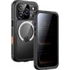 Lanhiem Custodia Per iPhone 17 Pro Max Impermeabile,IP68 Waterproof,Anti-Peeping Privacy Resistente Alle Cadute e ai Graffi,per iPhone 17 Pro Max Protezione Militare a 360 Gradi,Nero