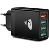 Aioneus Caricatore USB,4Porto Presa USB 40W QC3.0 Alimentatore USB Caricabatterie Cellulare Rapido Caricatore Multiplo Per iPhone serie 6-17,iPad,Spinotto Muro Adattatore Carica Samsung Veloce 3.1A Spina USBA