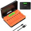 AKTTKA Caricabatterie Pile Ricaricabili Stilo AA e Mini Stilo AAA Intelligente 8 Slot, Ni-MH Ni-CD Ricaricabili Caricabatterie Batterie con Display LCD(con Cavo USB), Riposto Pile per Viaggi e Gite