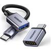 UGREEN Adattatore USB C a Tipo 3.0 Alluminio OTG 2 Pezzi Connettore Type C 5Gbps per iPhone 17 PRO Max Air 16 MacBook Air iPad Galaxy S24 Note 20 Huawei (Gray)