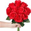 LEUCHTAMOR 10 rose artificiali, rose realistiche, per fai da te, per bouquet da sposa, composizioni, feste e decorazioni per la casa (rosso)