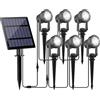 NATPOW Faretti Solari a Led da Esterno, 6 in 1 6000K Luci Solari da Giardino Potenti, 2 Modi, Auto Acceso o Spento, Impermeabile IP65 Luci Esterne ad Energia Solare per Cortile, Patio, Alberi