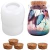 Wisebom Stampo Silicone Bottiglia Resina Epossidica, Colata Stampi per Bicchieri Barattoli con 5Tappi di Sughero, Scatole Caramelle Gioielli Contenitore Stampo Silicone per DIY Artigianato Decorazione