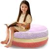 LAHAQIQI Cuscino per sedia a sacco a forma di macaron con imbottitura inclusa, poggiapiedi per bambini, adolescenti e adulti, pouf in peluche Sherpa