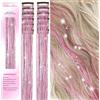 PORSMEER 12 clip per capelli in pennello per capelli da 20 pollici, 50 cm, con glitter colorati, per capelli, per donne, ragazze e bambini (rosa)